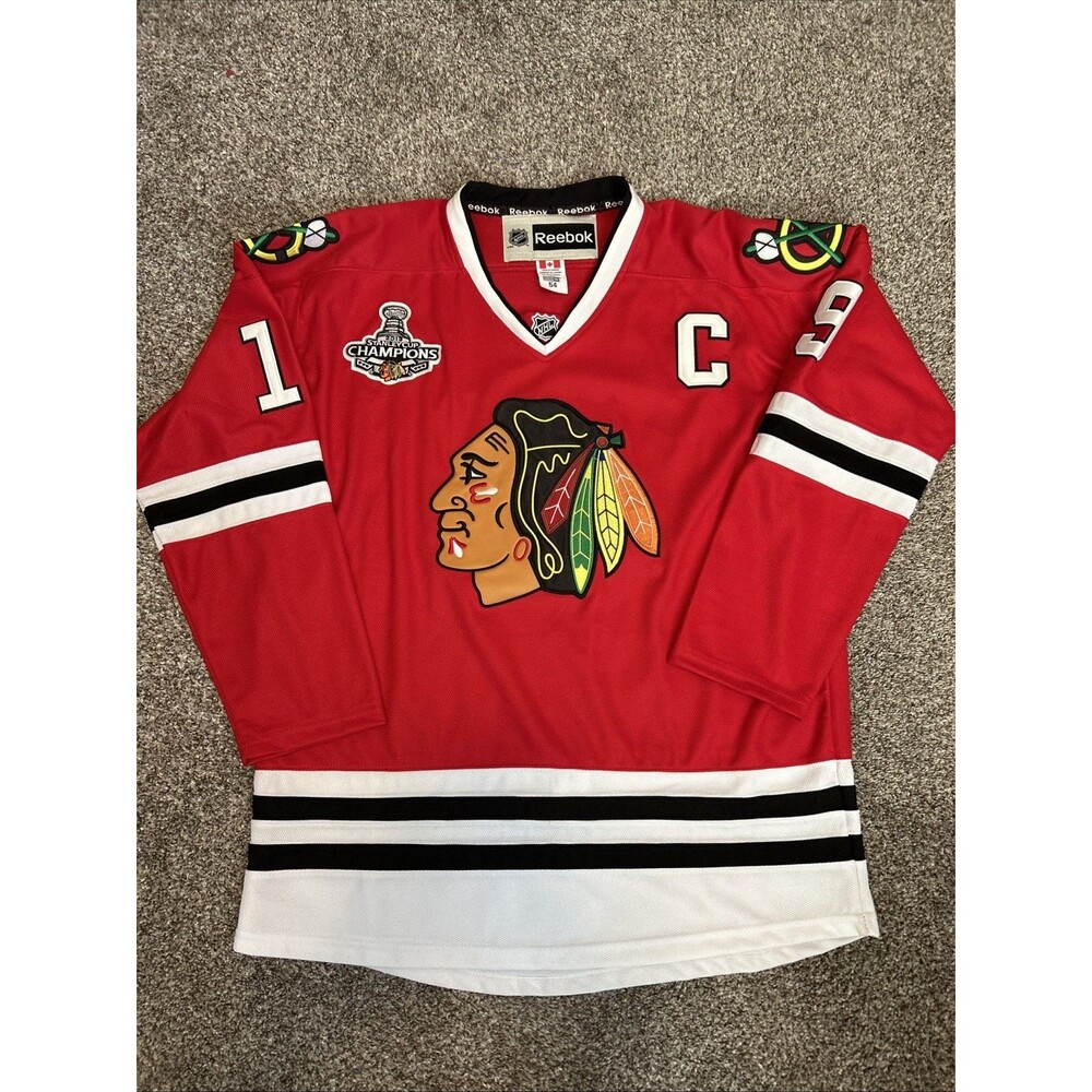 Vintage Reebok Chicago Blackhawks Jonathan Toews #19 Red 2013 Champs Jersey 54